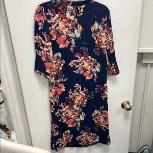 Simply elegant, Pink and Blue Sheath Dress with 3/4 Bell Sleeves